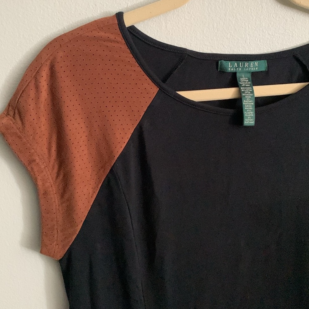 Lauren Ralph Lauren dress with suede feel sleeve detail